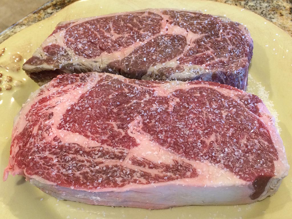 Salted Ribeye Steaks - The Virtual Weber Gas Grill
