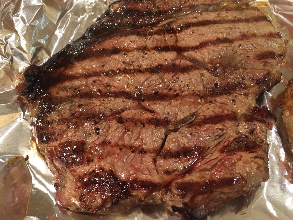 Close-up of grilled sirloin steak