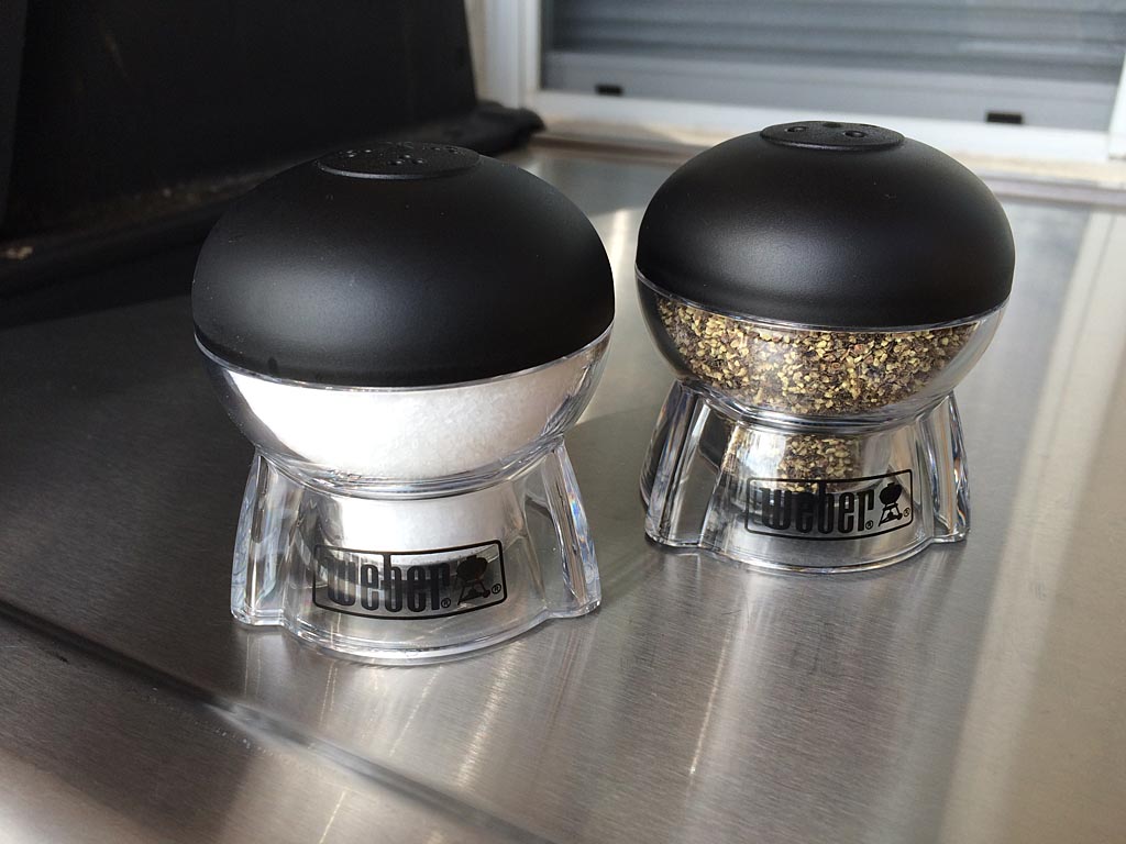 Filled Weber salt & pepper shakers