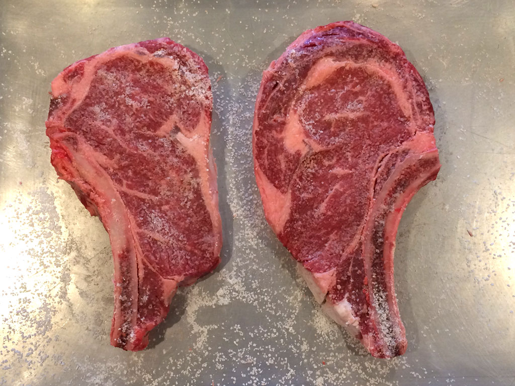 Steaks rubbed with salt and cornstarch