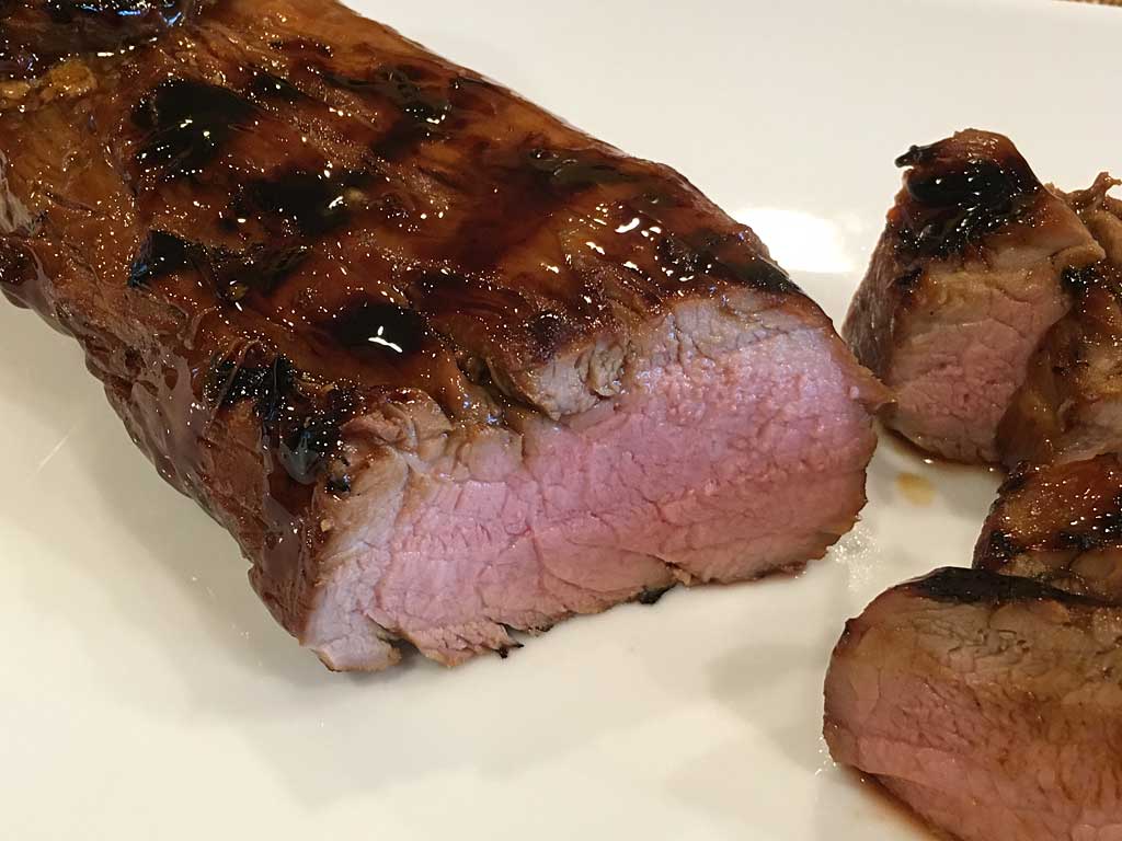 Interior view of teriyaki pork tenderloin