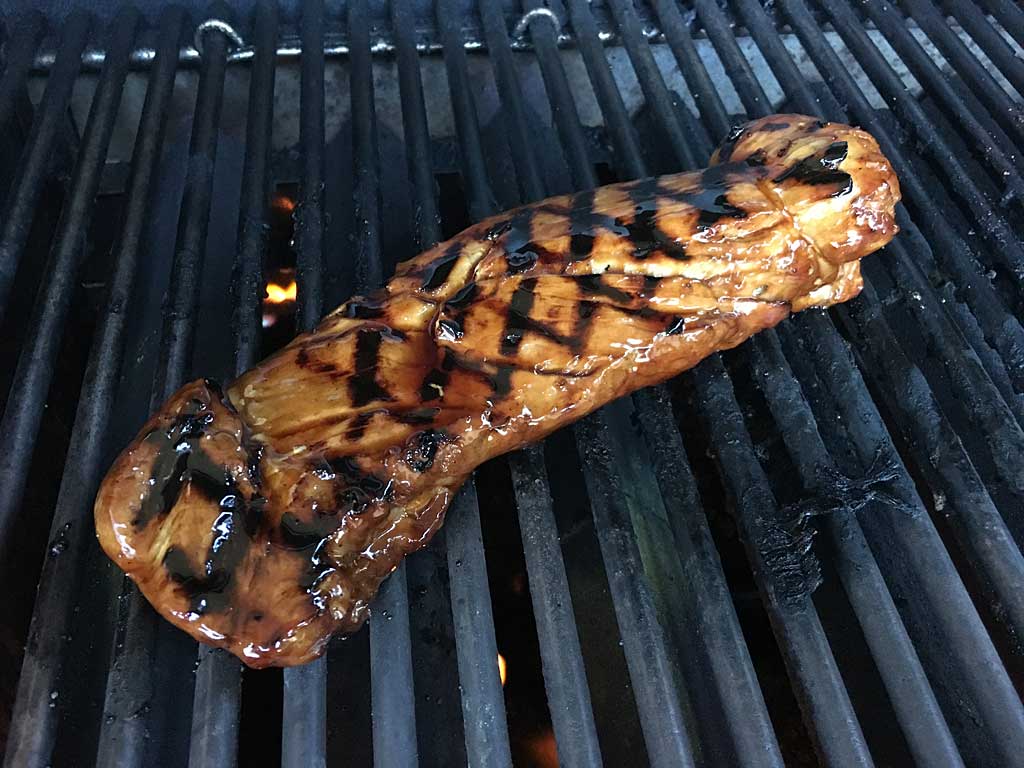 Grilling and glazing the tenderloin