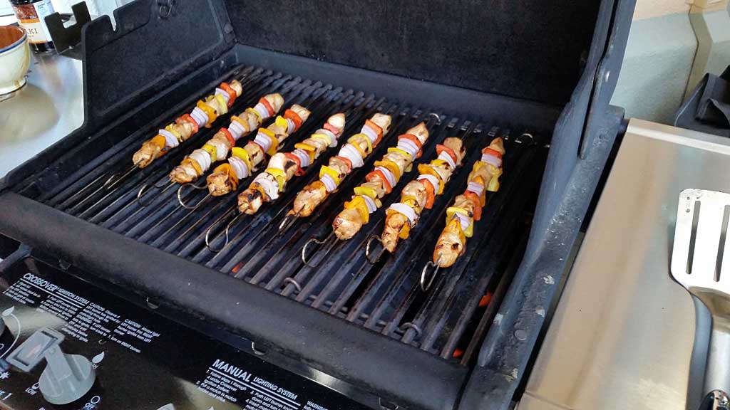 Chicken kebabs on Weber Summit gas grill