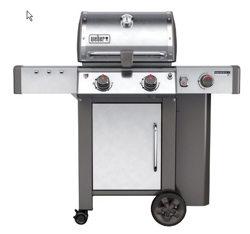 Weber Genesis II LX stainless steel 2-burner with storage cabinet, side burner, handle light and integrated tool hooks