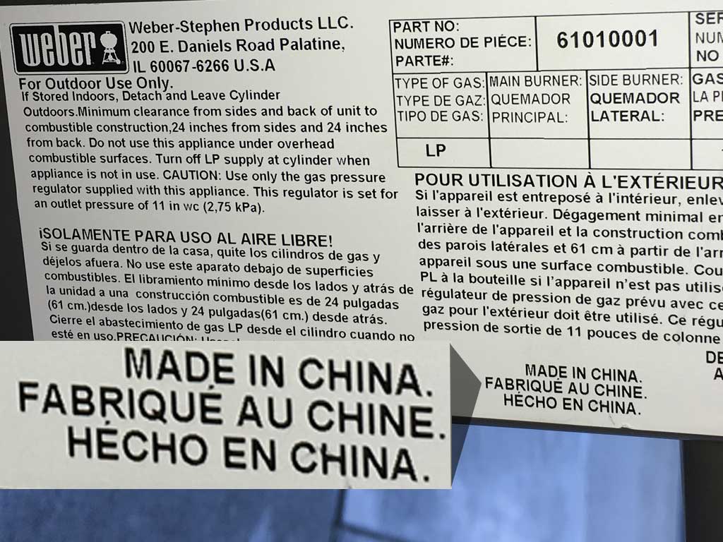 Made in China label