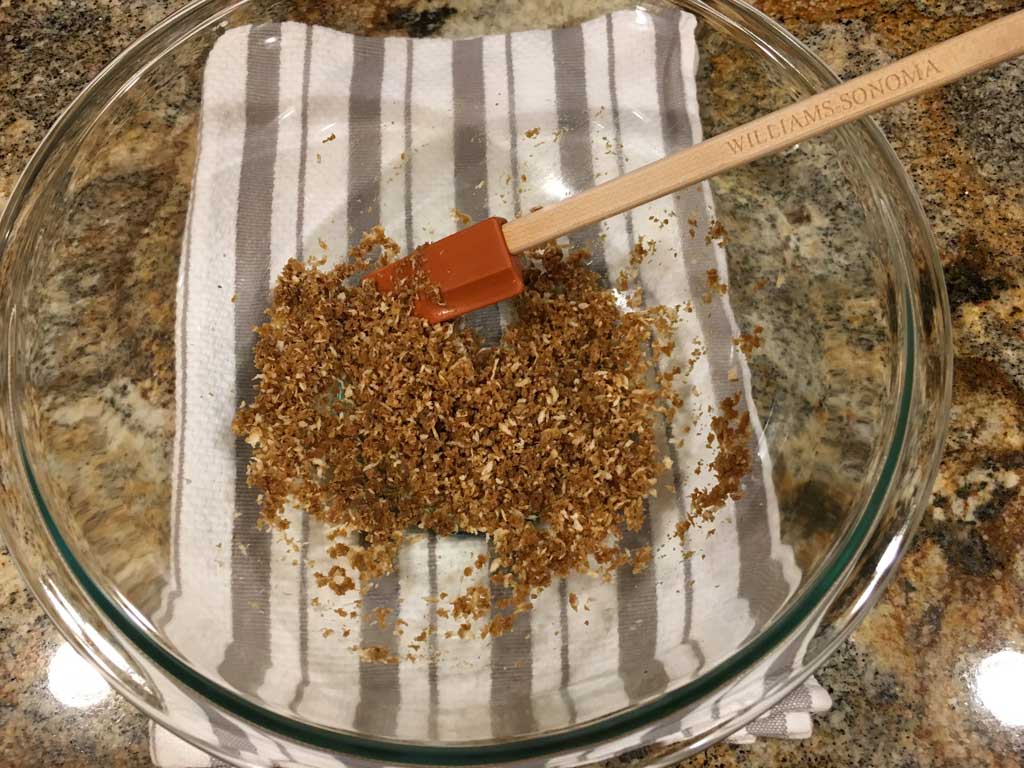 Panko bread crumbs moistened with Worcestershire sauce