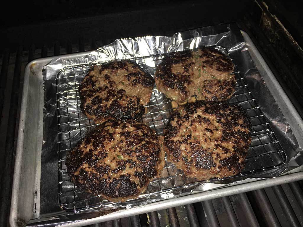 Burgers on wire rack