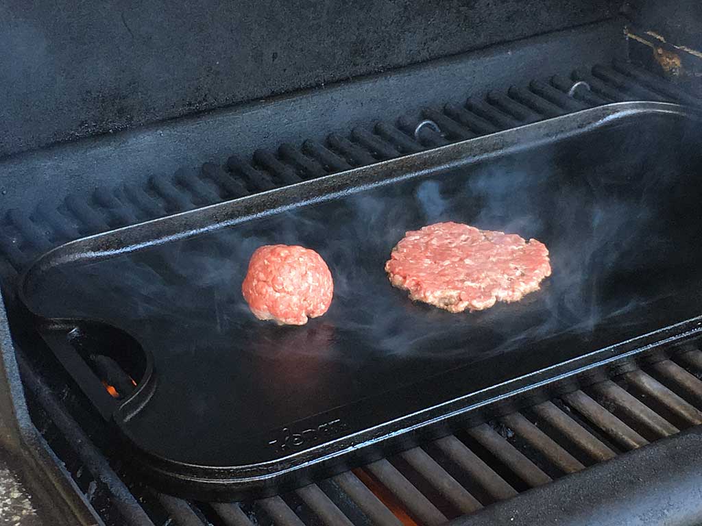 Smash burgers on my carbon steel griddle from @Made In if youve