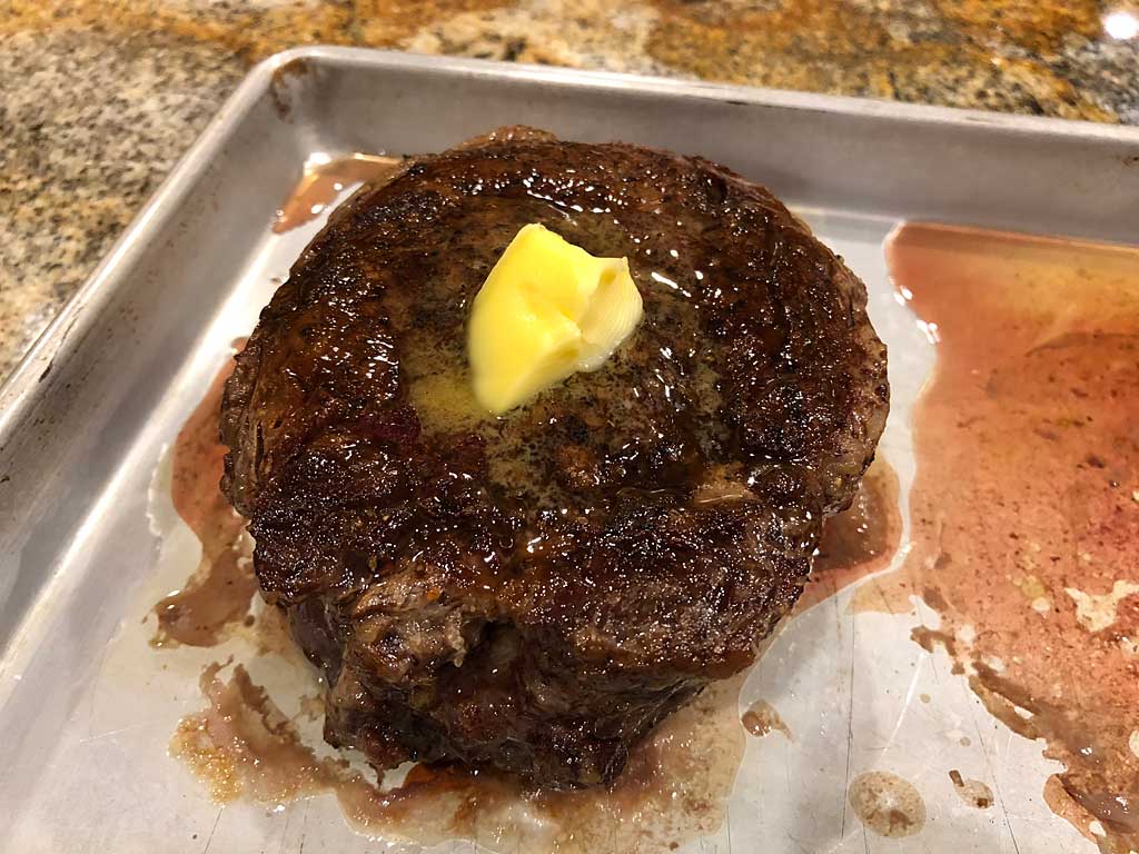 Seared ribeye cap steak with Irish butter