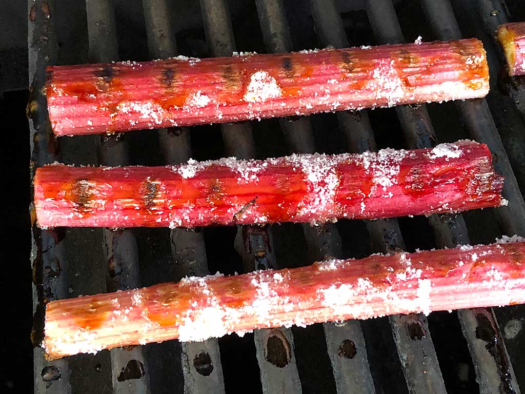 Rhubarb almost finished on the grill