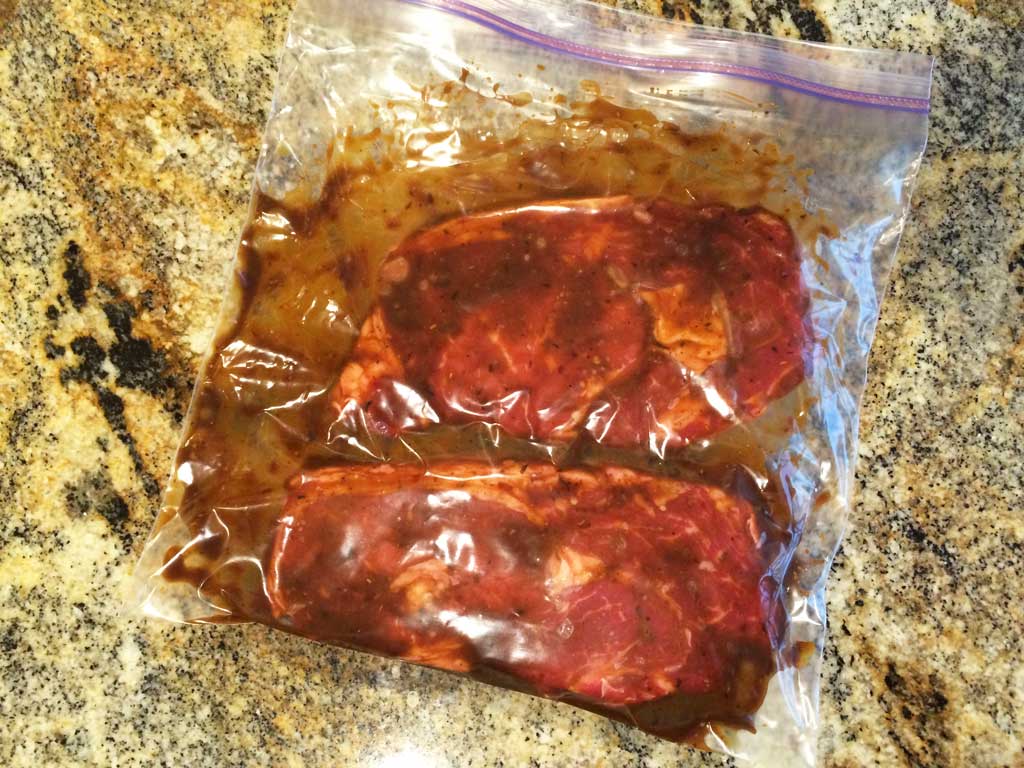 Marinating steaks for 1-2 hours