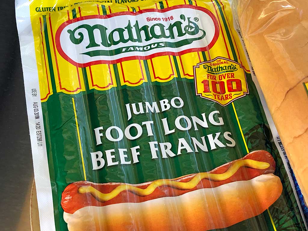 Nathan's Jumbo Foot Long Beef Franks - The Virtual Weber Gas Grill