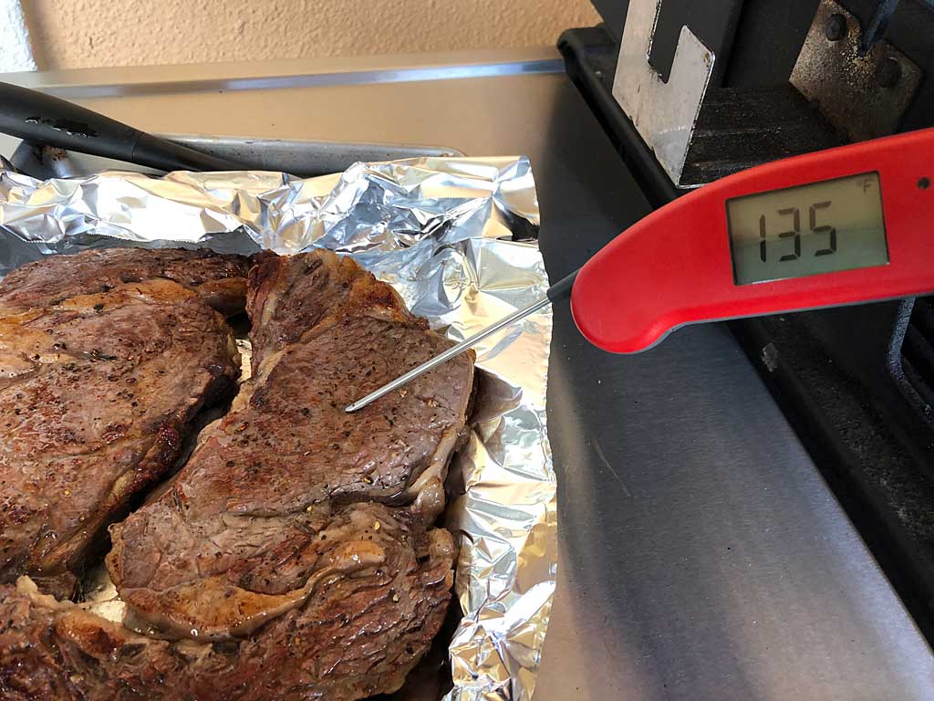 Steaks measuring 135*F internal temp after searing