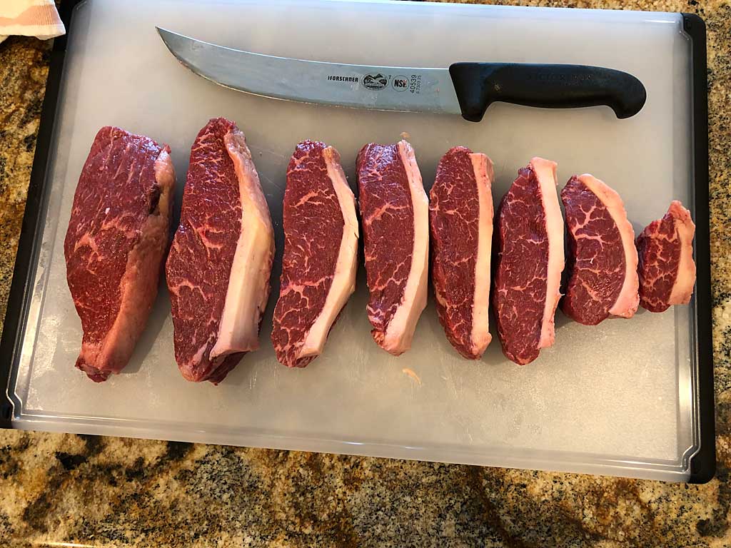 Picanha cut into 2" wide strips