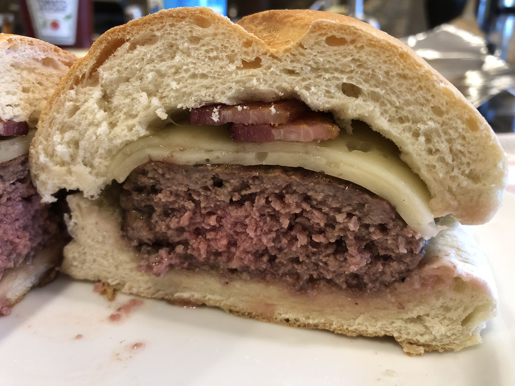 Interior view of hamburger sandwich