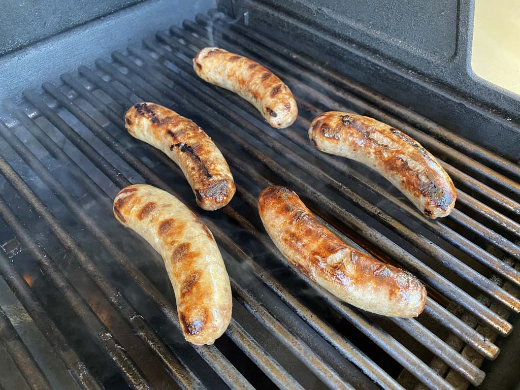Grilled brats ready for the bath